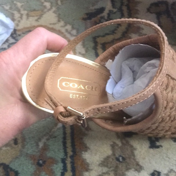 Brand New Coach Mules in Tan and Gold - Picture 3 of 8